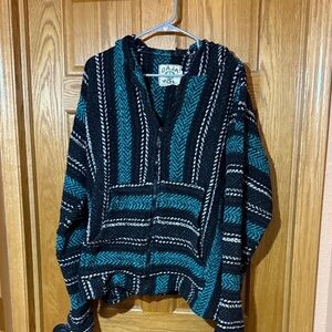 Baja Black and Teal Hooded “drug rug”